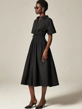 J. Crew Elena shirtdress in black cotton poplin